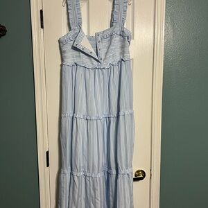 Blue and White Striped Dress